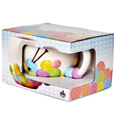 Multicolour yarn ball ceramic mug in presentation box. Perfect gift for crafters, knitters and crocheters