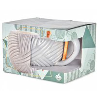 Grey yarn ball ceramic mug in presentation box. Perfect gift for crafters, knitters and crocheters
